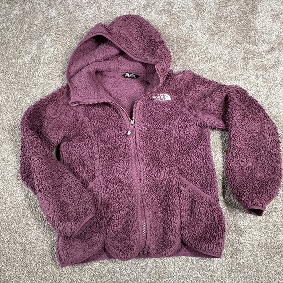 The North Face Girls Purple Suave OSO HiPile Fleece Zip Hoodie Jacket Size S 7/8 - Picture 15 of 16